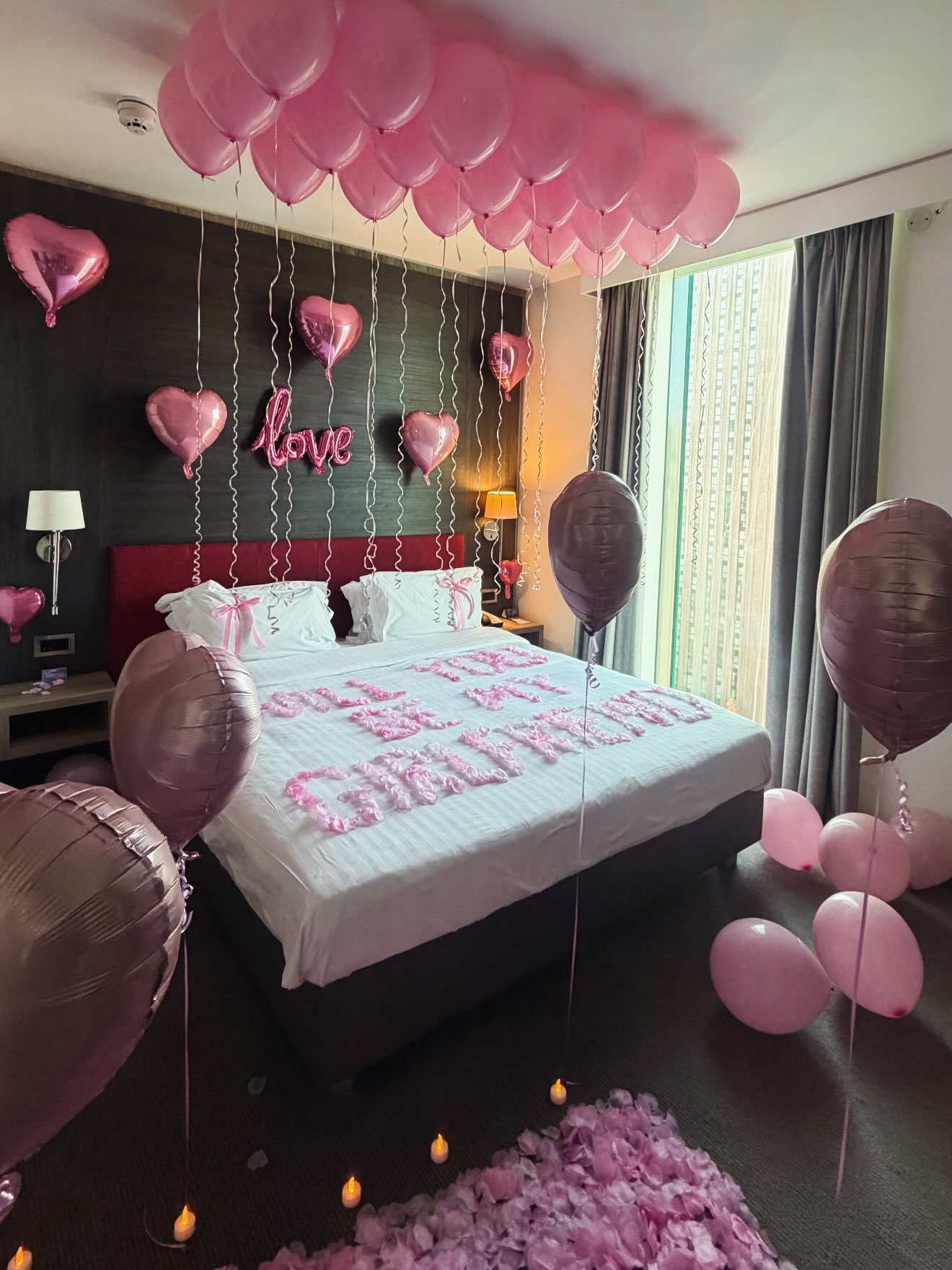 Will you be my girlfriend room setup at Radisson Blu Hotel Birmingham